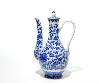 A Chinese Qianlong - Style Blue And White Porcelain Ewer