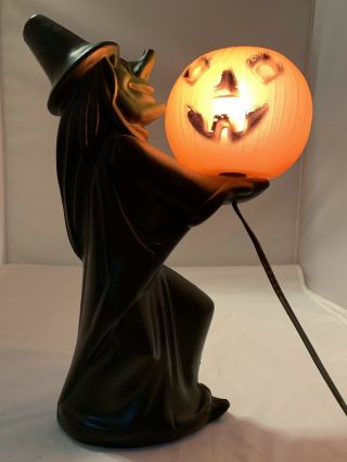 Halloween Plastic Blow Mold Witch W/pumpkin Jol Light 14 " Jack O Lantern