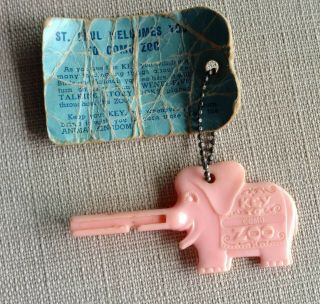 Vintage Pink Elephant Como Key To The Zoo St.  Paul Minnesota Mn
