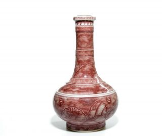 A Fine Kangxi - Style Chinese Copper - Red Porcelain Vase 2