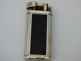 DUNHILL UNIQUE LIGHTER - SILVER PLATED/BLACK LACQUERED PANELS,  DUNHILL POUCH 2