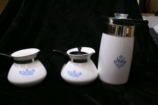 Vintage Corning Ware 10 Cup & 2 6cup Electric Coffee Pot P - 80 Blue Cornflower