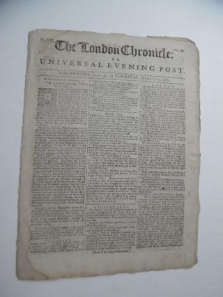 1764 The London Chronicle Newspaper American Colonies Reports Carolina Virginia