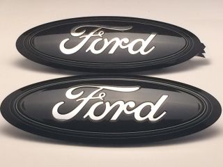 2015 - 2016 - 2017 Ford F - 150 Absolute Black Logo,  Emblem Set,  " Front & Rear "