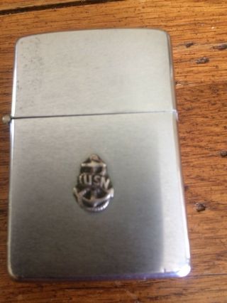 Vintage Zippo Lighter U.  S.  N.  Anchor Chain Emblem