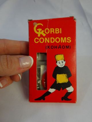 Vtg 80s Gorbi Condoms Comical Box Russian 3 Collectible Not For Use Ja
