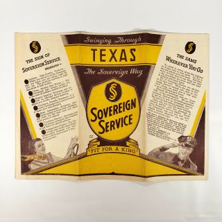 1948 Texas Road Map Sovereign Service Station Gas Gasoline Vintage Travel Tx