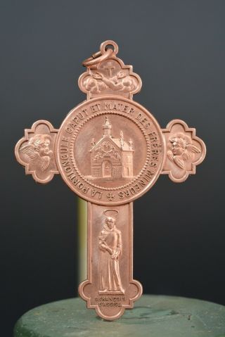 Rare Antique Religious Franciscan Order Cross St Francis Of Assisi Copper