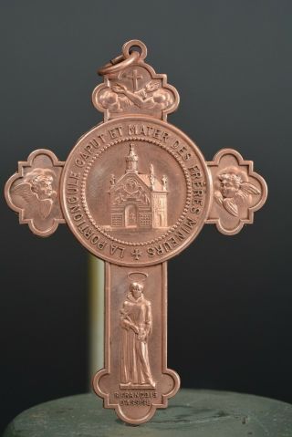 Rare antique religious Franciscan Order cross St Francis of Assisi copper 3
