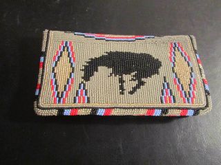 Vintage Beaded Native American Indian Bifold / Checkbook Wallet