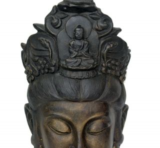Vintage Cast Iron Buddha Statue Figurine Religious Decor Buddhism Double Face 2