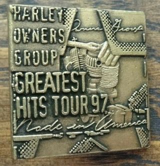 Hog Harley Davidson Motorcycles Owners Group Greatest Hits Tour 1997 Pin Brown