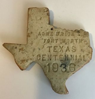 Rare Acme Brick Ft Wortrh Texas Centennial 1936 Texas Tile