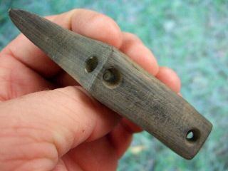 Fine 3 7/8 inch Ohio Banded Slate Birdstone with Arrowheads Artifacts 4