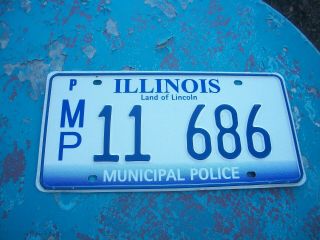 Illinois Municipal Police License Plate Land Of Lincoln Tag 11 686