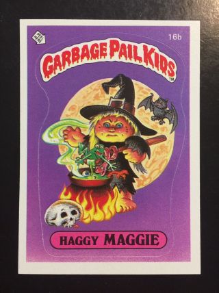 1985 Garbage Pail Kids 1st Series 1 Haggy Maggie 16b Rare Glossy Back Card - Twt