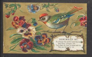 C3301 Victorian Greetings Card: Bird On Gold