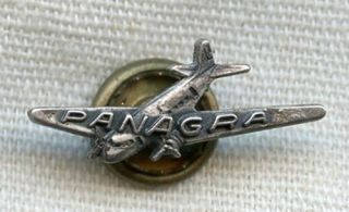 Ca 1940 Panagra (pan - American Grace Airways) Clipper Ship Lapel Pin In Silver