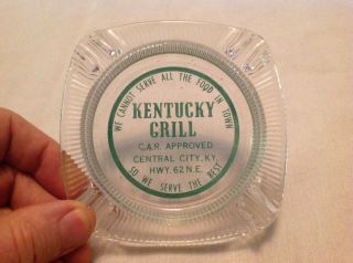 Kentucky Grill Vintage Glass Ashtray,  Central City Kentucky