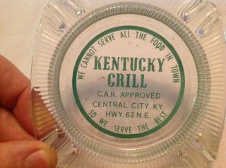 Kentucky Grill Vintage Glass Ashtray,  Central City Kentucky 2
