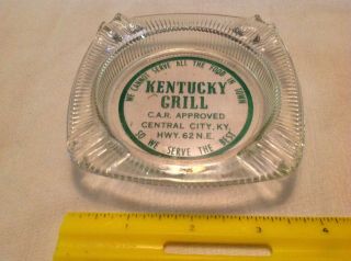 Kentucky Grill Vintage Glass Ashtray,  Central City Kentucky 3