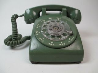 Vintage Avocado Green Western Electric Bell System 500 Rotary Desk Telephone
