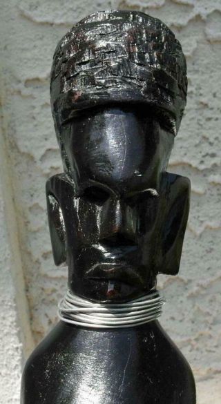 Vintage Unusual Black Walking Cane With African Man Or Woman 