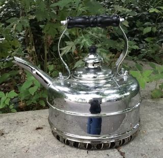 Simplex Solid Copper Chrome Plated Tea Kettle Coil Bottom Made In England