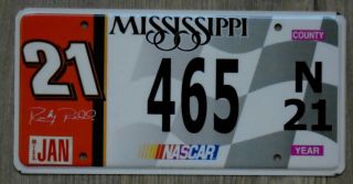 Mississippi Nascar Car 21 Ricky Rudd Driver License Plate 465 N21