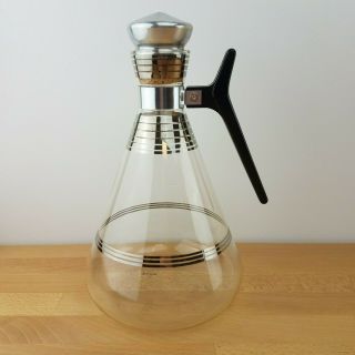 Vintage Mid Century Modern Atomic Silver Coffee Pot & Stand - Garland Glass