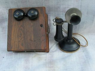 Antique Vintage Stromberg Carlson Candlestick Telephone,  W / Ringer Box
