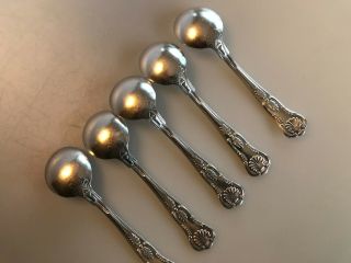 5 REED & BARTON KINGS SHELL HOTEL PLATED SILVER ROUND SOUP SPOONS FAIRMONT SF 8
