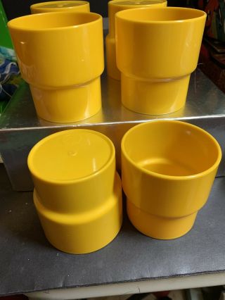 Vintage Mid Century Modern Finland Sarvis 710 Bright Yellow Stack Cups Plastic