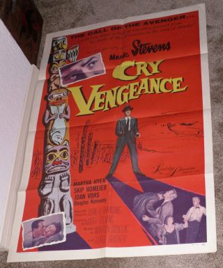 Cry Vengeance Orig 1955 Film Noir Movie Poster Mark Stevens/ketchikan,  Alaska