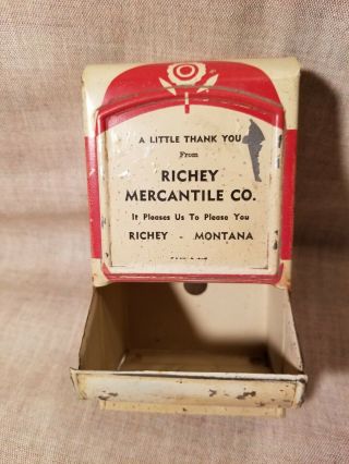 Rare Vintage Metal Advertising Match Holder Richey Mercantile Montana