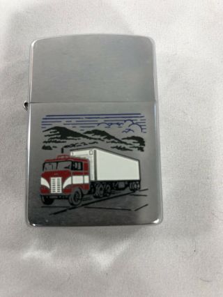 Zippo With Red Semi Truck 200 With Case - Needs Lighter Fluid