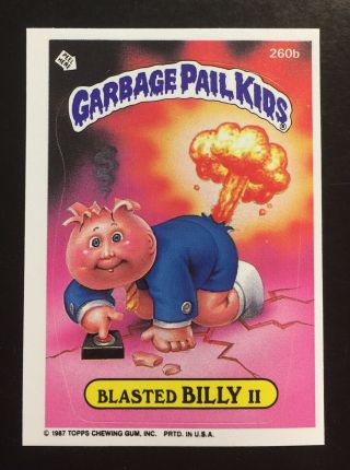 1987 Garbage Pail Kids Blasted Billy Ii 260b,  Rare Pack Fresh Purple Banner Twt