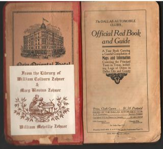 1913 Dallas,  Texas Auto Club Red Book & Guide; Early Dallas Auto Owners