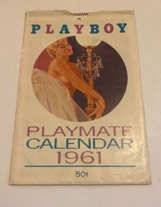 VINTAGE 1961 PLAYBOY PLAYMATE WALL CALENDAR W/COVER 12 2