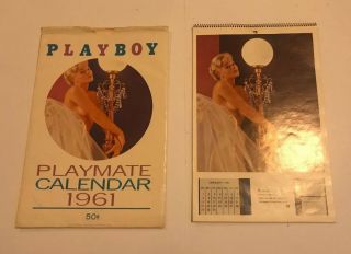 VINTAGE 1961 PLAYBOY PLAYMATE WALL CALENDAR W/COVER 12 6