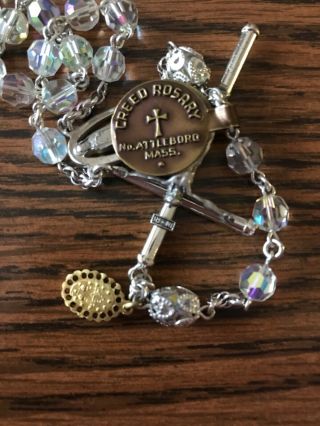 Vintage CREED Rosary,  Sterling Silver,  gorgeous AB Crystal Beads,  extra medal 3