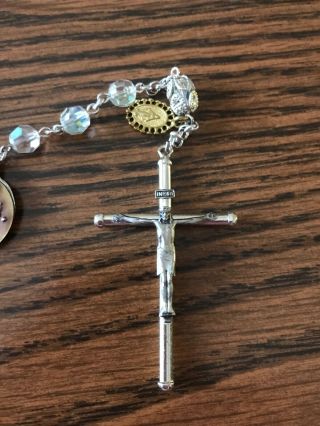 Vintage CREED Rosary,  Sterling Silver,  gorgeous AB Crystal Beads,  extra medal 4