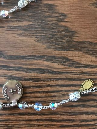 Vintage CREED Rosary,  Sterling Silver,  gorgeous AB Crystal Beads,  extra medal 7