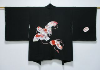 Japanese Kimono Silk Haoiri / Fan & Kaioke / / Silk Fabric /329