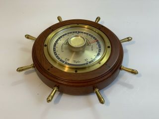 Vintage Taylor Instrument Co.  Stormoguide Ships Wheel.  Barometer Mahogany Wood