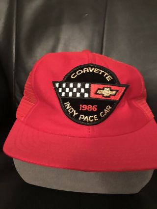 Red Corvette Hat 1986 Indy Pace Car Snap Back