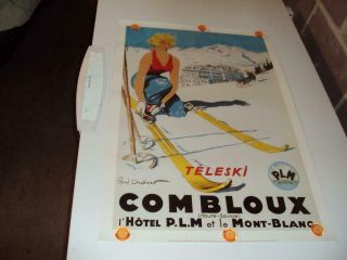 Skiing Combloux France Ski 1930 French Alps Art Deco Poster Reprint Id:37876