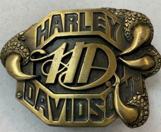 Harley Davidson Brass Belt Buckle 3d Eagle Talon Claw Motorcycle Biker Logo Usa