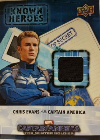 Marvel 2016 Civil War Known Heroes Memorabilia Card Chris Evans As Capt America