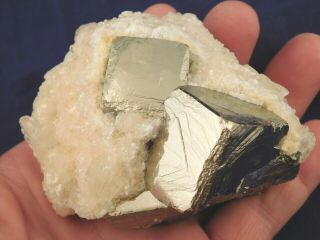 A Big Calcite Crystal Cluster With Pyrite Crystal Cubes From Peru 605gr E